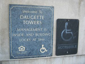 Daugette Towers Welcome Sign