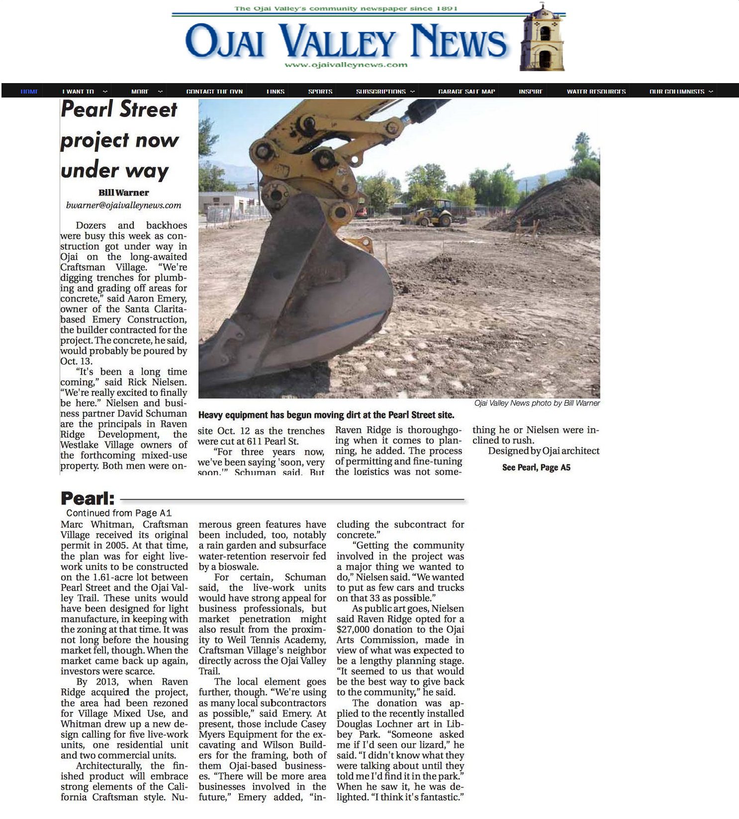 Ojai Valley News: Pearl Street Project Underway