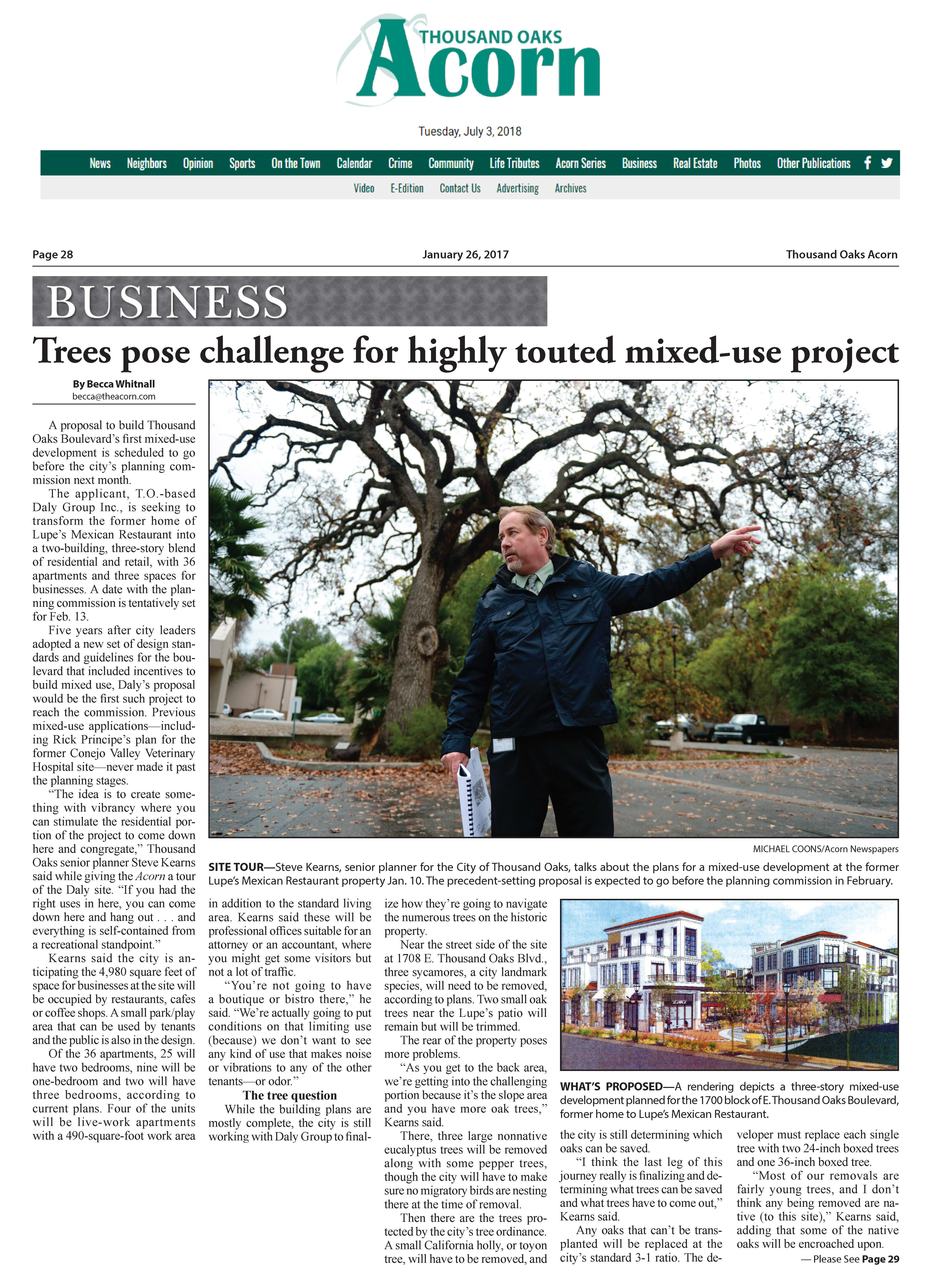 Thousand Oaks Acorn: Trees pose challenge for highly touted mixed-use project