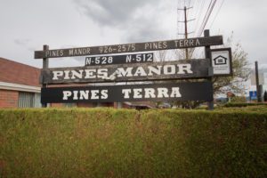 Pines Manor sign